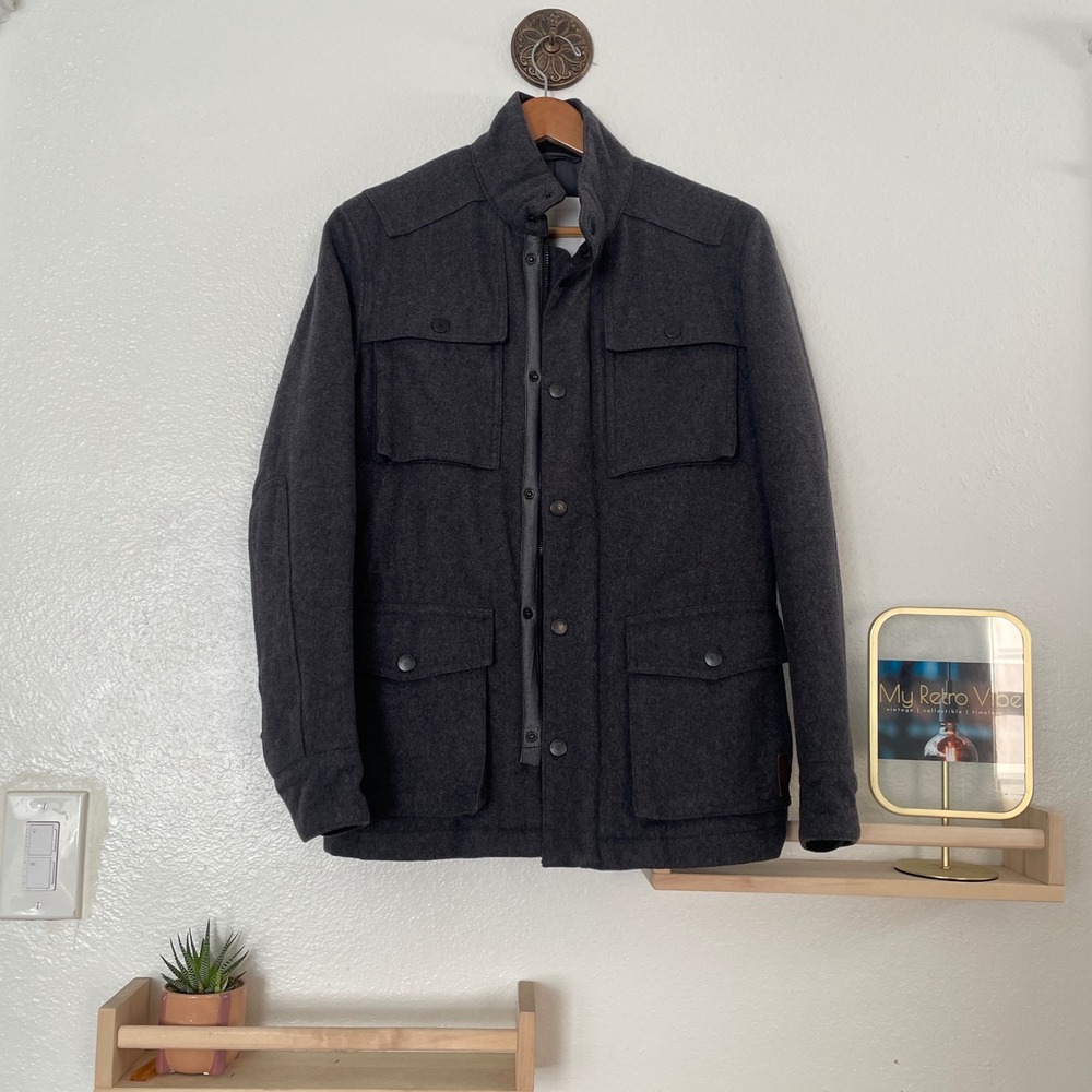 Ben Sherman Men's Charcoal Wool Blend Field Jacket Size XS‎ Military Style